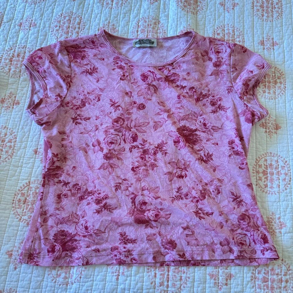 Vintage 90s Rose Pink Delicate Dainty Soft Lightweight Grandma Top